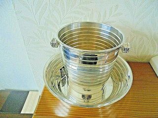 Vintage French Silver Plated Ice Bucket & Bowl 2
