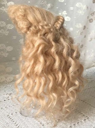 Vintage Blonde Mohair Doll Wig Bramble & Pinegar Braid Ringlets Handmade 10 1/2