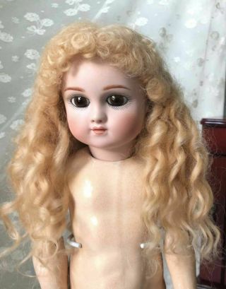 Vintage Blonde Mohair Doll Wig Bramble & Pinegar Braid Ringlets Handmade 10 1/2 2
