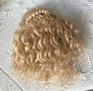 Vintage Blonde Mohair Doll Wig Bramble & Pinegar Braid Ringlets Handmade 10 1/2 4