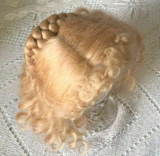 Vintage Blonde Mohair Doll Wig Bramble & Pinegar Braid Ringlets Handmade 10 1/2 7