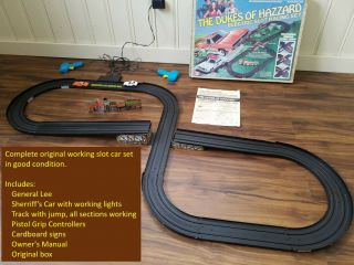 Vintage 1981 Dukes Of Hazzard Electric Slot Car Set Complete Ho Scale By Ideal
