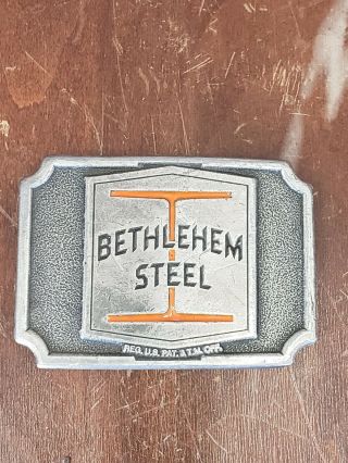 Rare Vintage Bethlehem Steel Belt Buckle 3 " Long Possibly Employee Owned