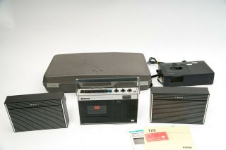 Sony Model Tc - 126 Cassette - Corder Recorder,  Speakers,  Case Tc - 126cs Vintage