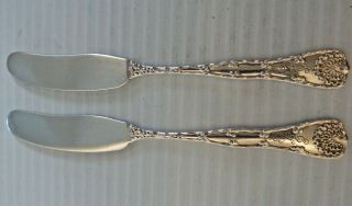 Two Tiffany " Wave Edge " Sterling Individual Flat Butter Spreaders