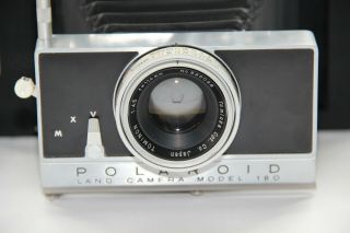 Vintage Polaroid Land Camera Model 180 Tomioka Tominon 114mm Lens 1:4.  5 GREAT 12