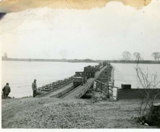 Org Wwii Photo: American Convoy Moving Across Engineer Bridge Eto