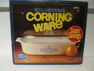 Vintage Corning Ware Cornflower Blue Casserole Dish A - 10 2.  5 Qt Nib