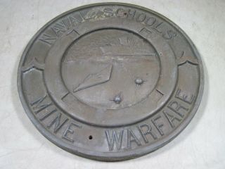 Vintage Naval Schools Mine Warfare Solid Brass Sign Plaque US Navy USA 5