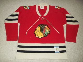 Chicago Blackhawks Sewn Ccm Vintage Hockey Heritage Large Red Jersey Sweater Euc