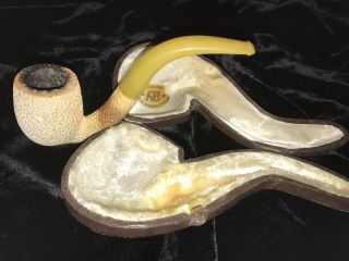 Vintage Block Meerschaum Bent Estate Pipe With Case