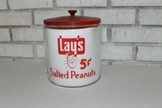 Vintage Lay’s Salted Peanuts Glass Display Jar With Metal Lid