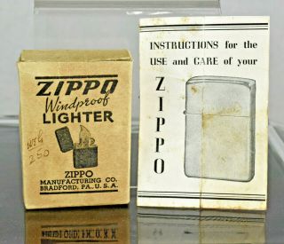 Vintage 1942 - 45 Wwii Military Zippo Windproof Lighter Box No Lighter - Box Only