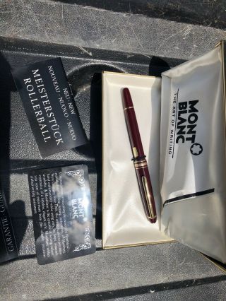 Montblanc Mont Blanc Vintage Burgundy Red 163r Rollerball Pen With Box’s
