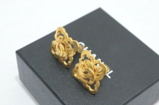 Authentic CHANEL Vintage CC LOGO Clip - On Earrings 97P 2