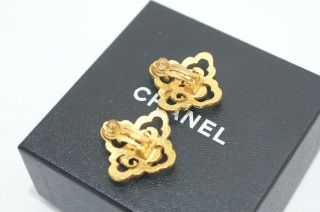 Authentic CHANEL Vintage CC LOGO Clip - On Earrings 97P 3