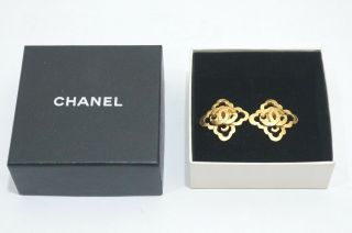Authentic CHANEL Vintage CC LOGO Clip - On Earrings 97P 5
