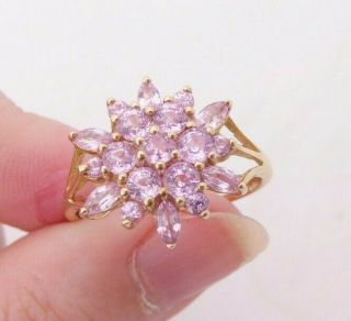 Fine 9ct/9k Gold Pinks Sapphire Large Cluster Ring,  375