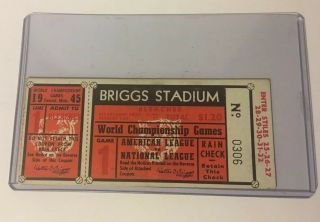 Vintage 1945 Detroit Tigers Game 1 Bleacher Ticket