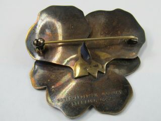 Vintage David - Andersen Sterling Silver Blue Enamel Pansy Flower Brooch Pin Made 4