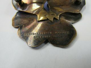 Vintage David - Andersen Sterling Silver Blue Enamel Pansy Flower Brooch Pin Made 5