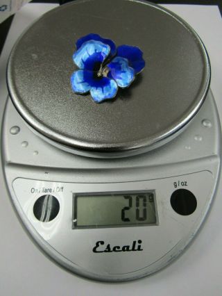 Vintage David - Andersen Sterling Silver Blue Enamel Pansy Flower Brooch Pin Made 6