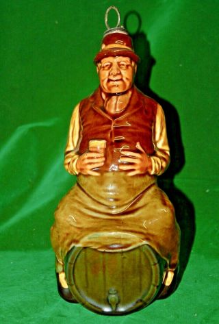 Very Rare Royal Doulton Kingsware Figural Bacchus Man On Barrel Flask Decanter