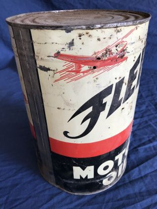 Rare Oil Can Fleet Motor Oil 5 quart Can El Dorado Kansas Airplane Vintage 3