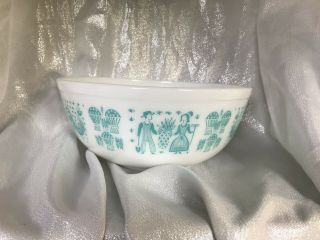 Vintage Pyrex Amish Butterprint 404 Rare 4 qt.  Mixing bowl HTF Turquoise 2