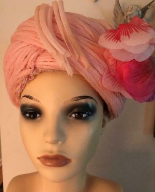 Vtg Christian Dior Pink Hat Chapeaux Store Tag & Receipt Silk Flowers