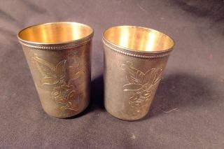 Antique Pr.  Russian Judaica.  875 Silver Kiddush Cups