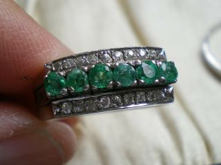Vintage Art Deco Emerald/sapphire/ruby/white Gemstone Ring Size N And 1/2