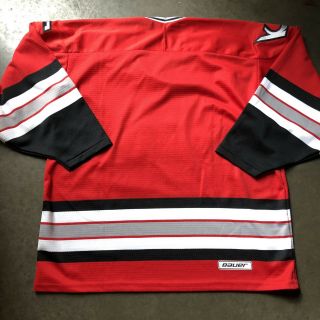 Mens Vintage Bauer Kansas City KC Blades IHL Red Silver Black Hockey Jersey Sz L 4