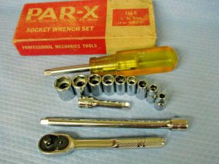 Par - X By Snap - On Vintage 113u 13 Piece 1/4 " Socket & Ratchet Set In Org Box Usa