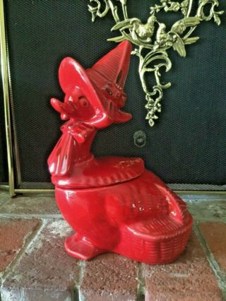 Vintage Usa California Red Mother Goose Cookie Jar 1960 