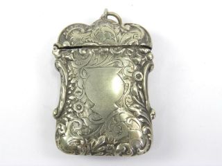 Antique Victorian Silver Plated Vesta Case Match Safe Floral Decoration