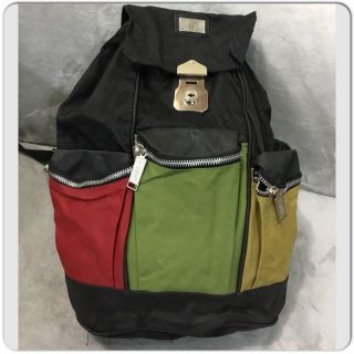 Vintage United Colors of Benetton Bag Black NYLON BACKPACK Drawstring Bag 2