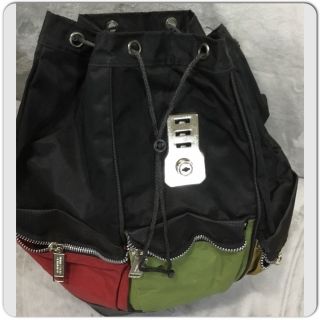 Vintage United Colors of Benetton Bag Black NYLON BACKPACK Drawstring Bag 3