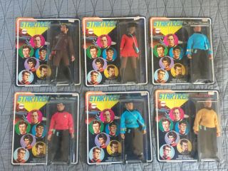 Rare 1974 Mego Star Trek Kirk Spock Klingon Scott Mccoy Uhura Moc Set 6