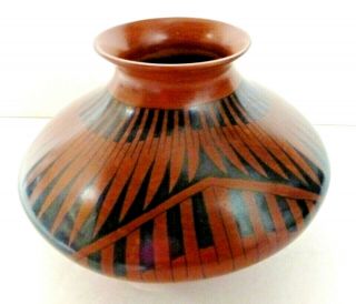 Vintage Mata Ortiz Pottery Bowl By Jorge Ponce & Elsa Ledezema - Feather Design