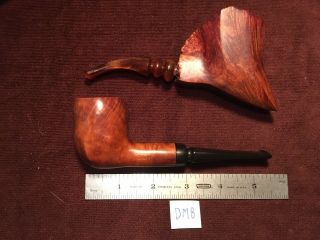 2 Qty Rare Vintage Handcrafted Briar Wood Tobacco Pipes By Donald E Mock (dm8)