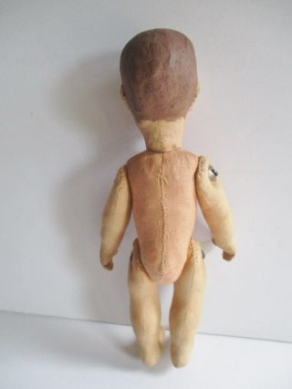 ANTIQUE BOY DOLL JOINTED LIMBS CLOTH BODY PAINTED FACE UNKNOWN MAKER 10 IN. 3