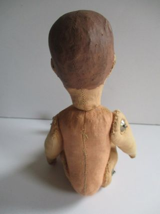 ANTIQUE BOY DOLL JOINTED LIMBS CLOTH BODY PAINTED FACE UNKNOWN MAKER 10 IN. 6