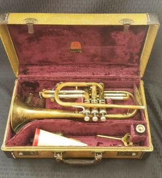 Vintage Conn Trumpet In Case With Mouthpieces And More