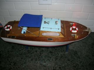 TOY WOOD BOAT CABIN CRUISER STERLING ITO K&O WOODEN VINTAGE BATTERY OPERATED 2