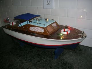 TOY WOOD BOAT CABIN CRUISER STERLING ITO K&O WOODEN VINTAGE BATTERY OPERATED 3