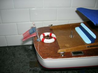 TOY WOOD BOAT CABIN CRUISER STERLING ITO K&O WOODEN VINTAGE BATTERY OPERATED 4