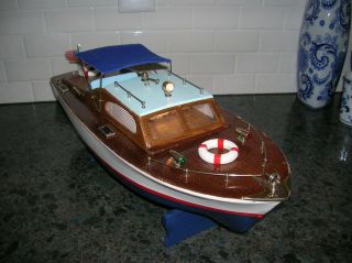 TOY WOOD BOAT CABIN CRUISER STERLING ITO K&O WOODEN VINTAGE BATTERY OPERATED 5