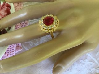 Antique Art Deco Jewellery Gold Ring Ruby And White Sapphires Vintage Jewelry