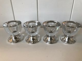 Set Of 4 Vintage Frank M Whiting Sterling Silver & Glass Candle Holders
